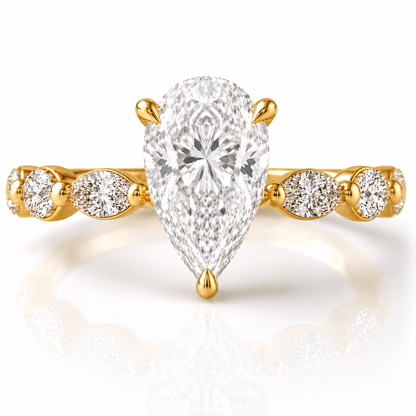 Marquise Diamond Accent Engagement Ring with Four-Prong Setting