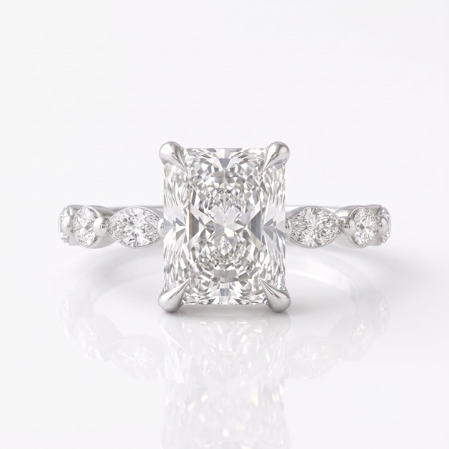 Marquise Diamond Accent Engagement Ring with Four-Prong Setting