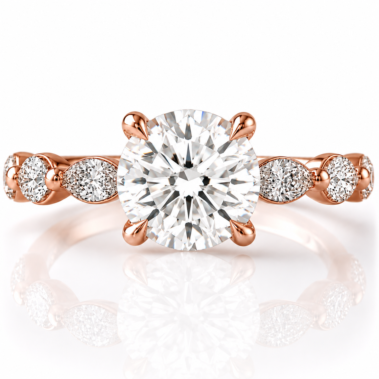 Marquise Diamond Accent Engagement Ring with Four-Prong Setting
