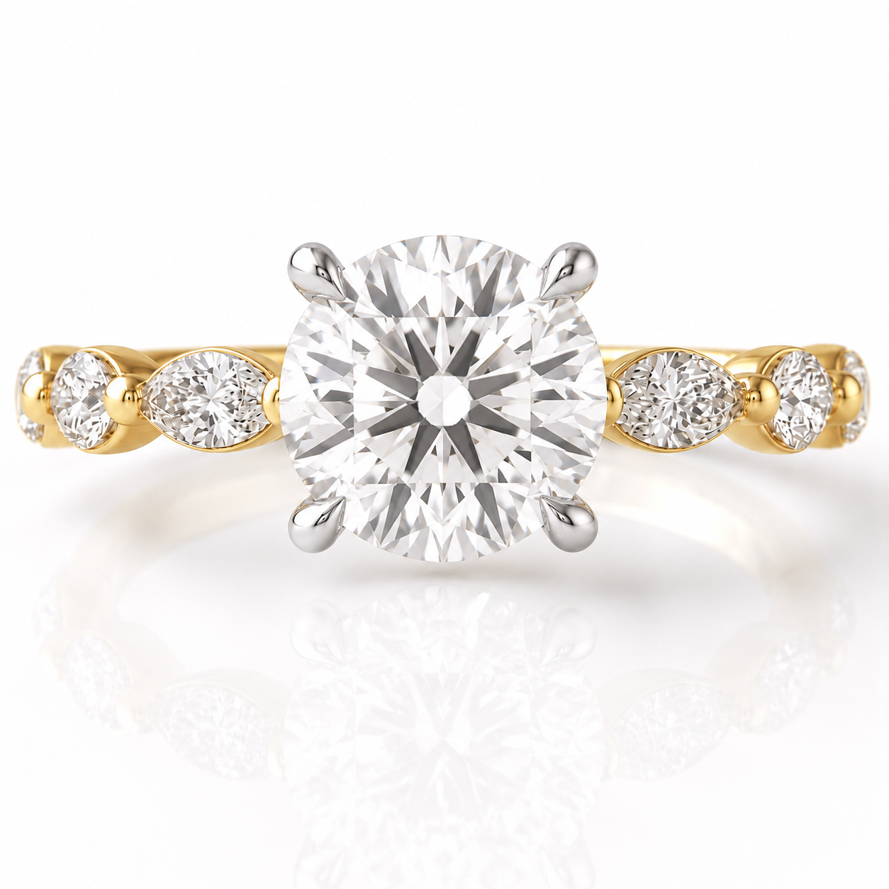 Marquise Diamond Accent Engagement Ring with Four-Prong Setting