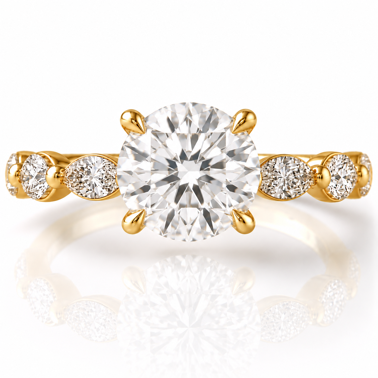 Marquise Diamond Accent Engagement Ring with Four-Prong Setting