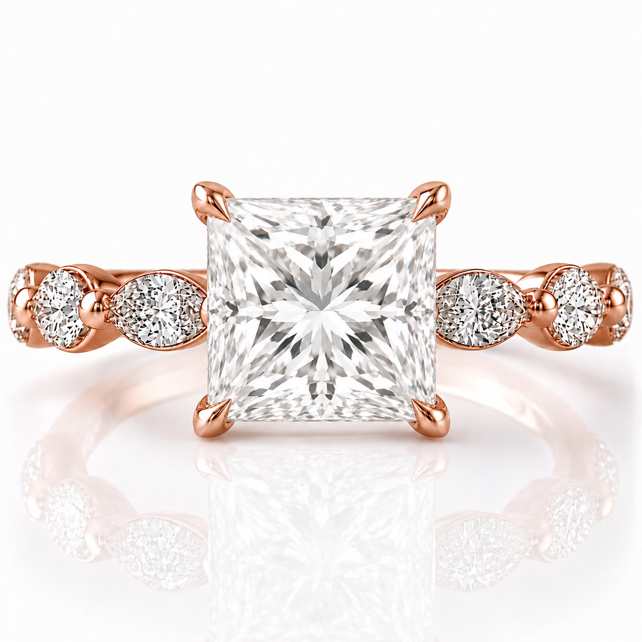 Marquise Diamond Accent Engagement Ring with Four-Prong Setting