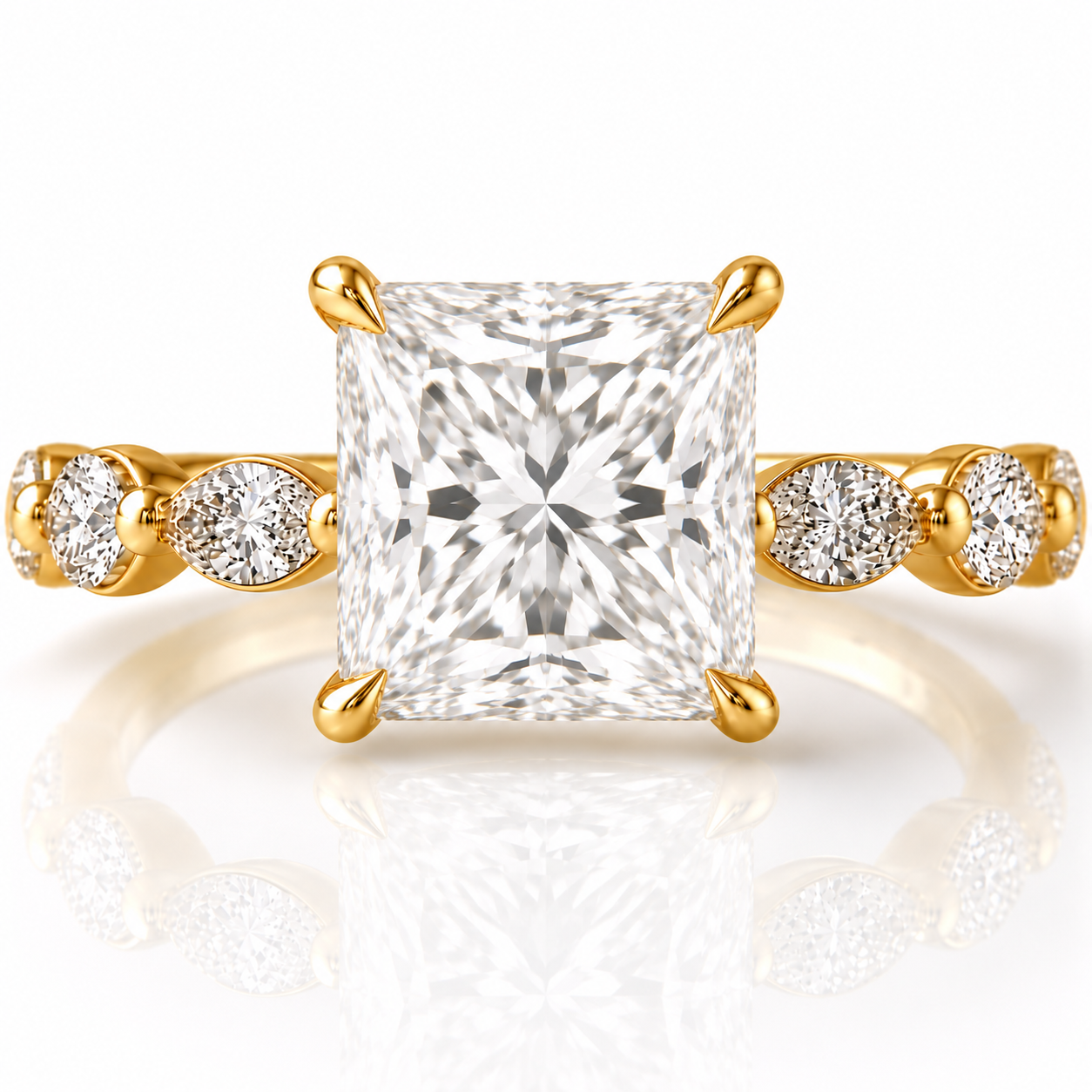 Marquise Diamond Accent Engagement Ring with Four-Prong Setting