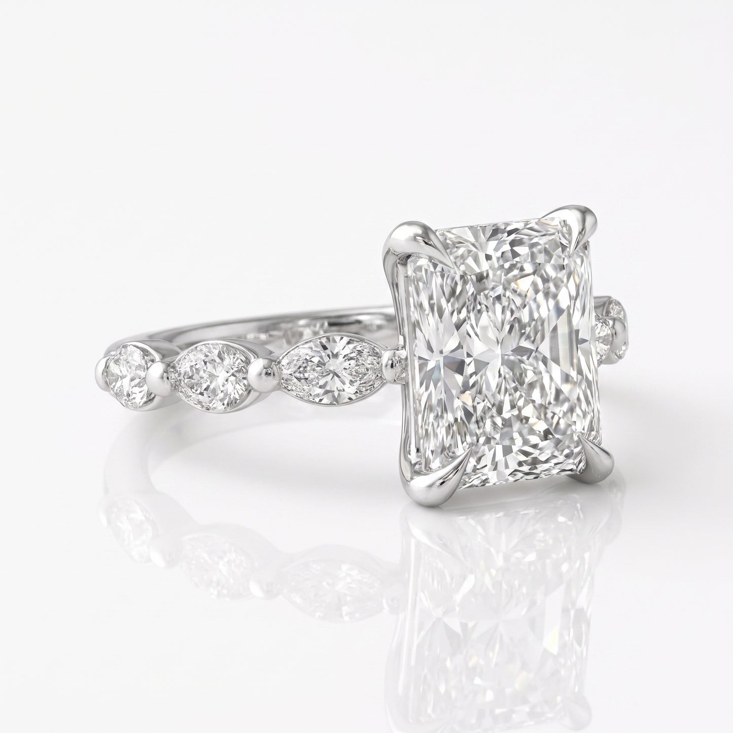 Marquise Diamond Accent Engagement Ring with Four-Prong Setting