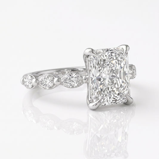 Marquise Diamond Accent Engagement Ring with Four-Prong Setting