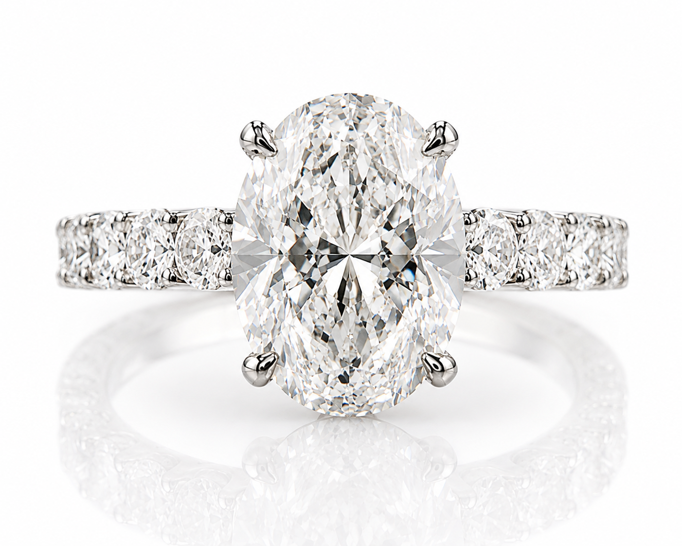 Diamond Engagement Ring with Shared-Prong Band