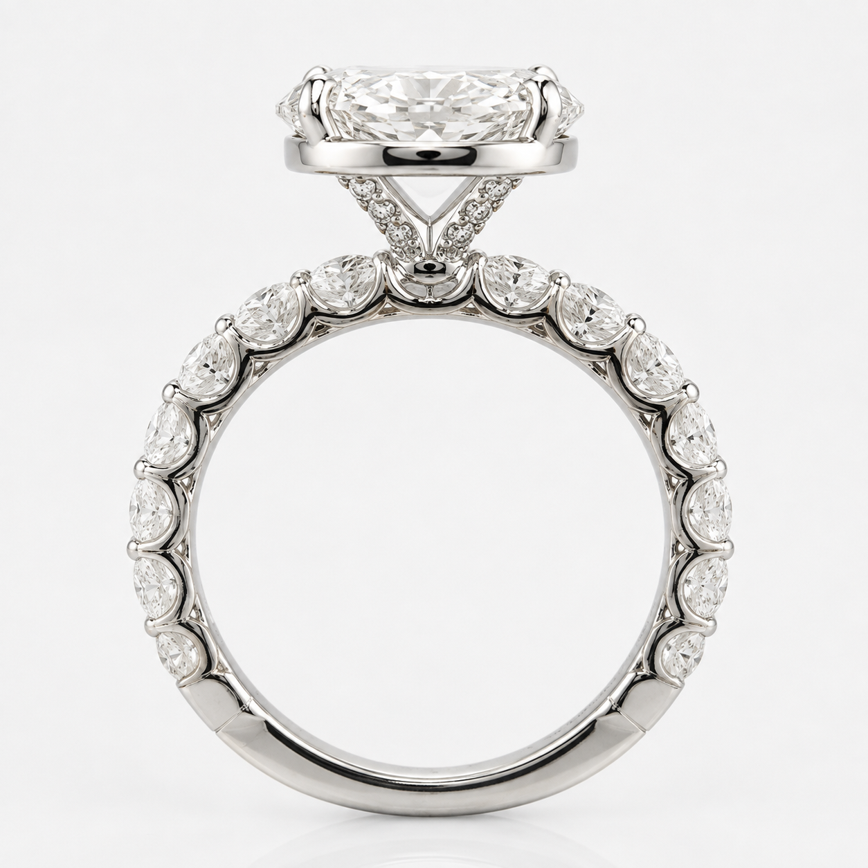 Diamond Engagement Ring with Shared-Prong Band