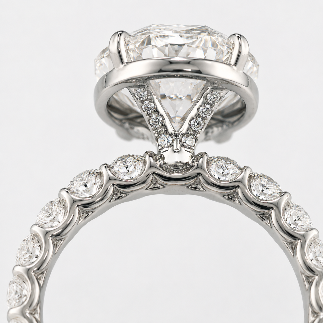 Diamond Engagement Ring with Shared-Prong Band