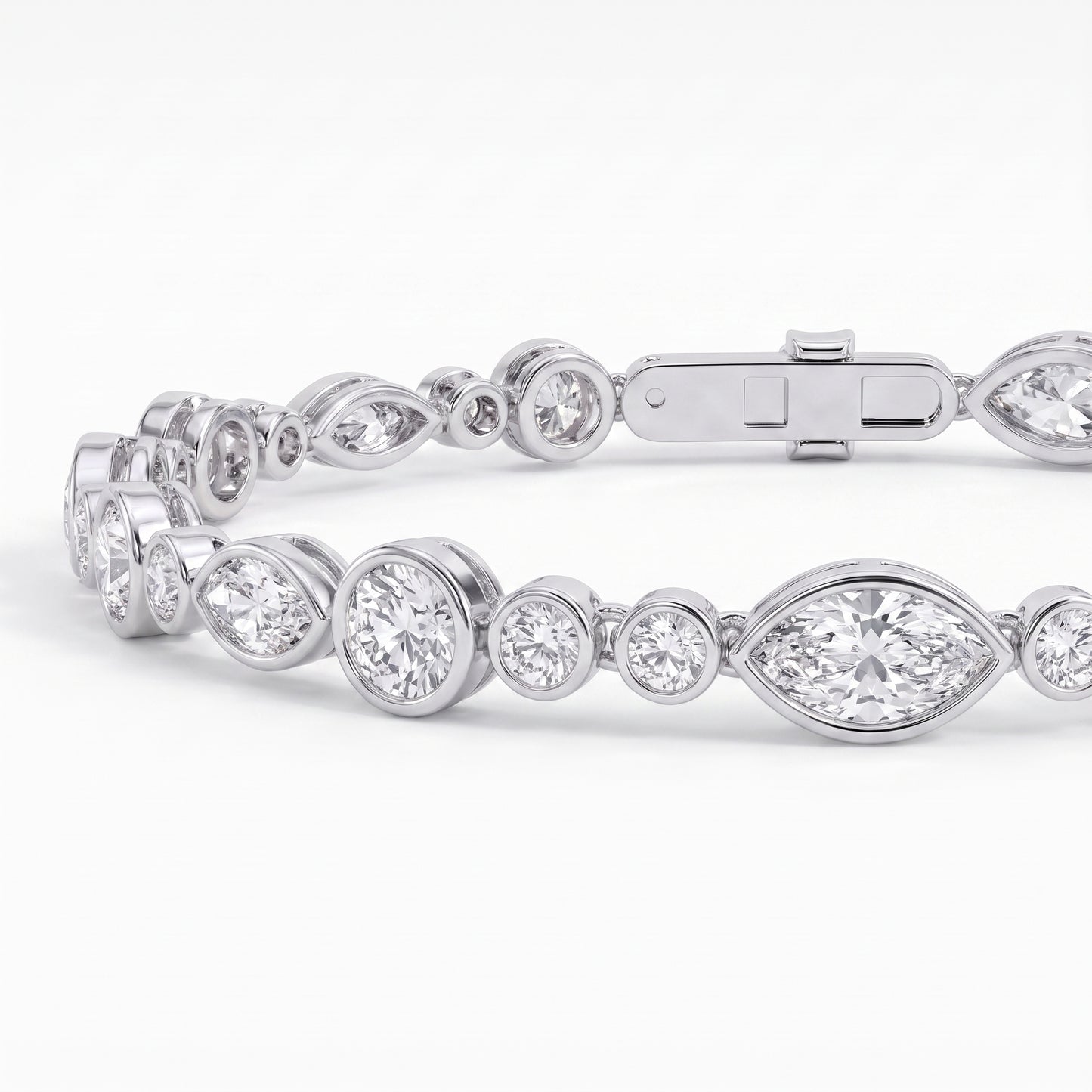 Marquise & Round Diamond Bezel-Set Tennis Bracelet