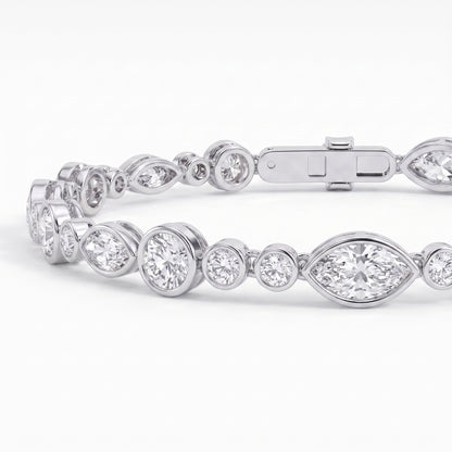 Marquise & Round Diamond Bezel-Set Tennis Bracelet