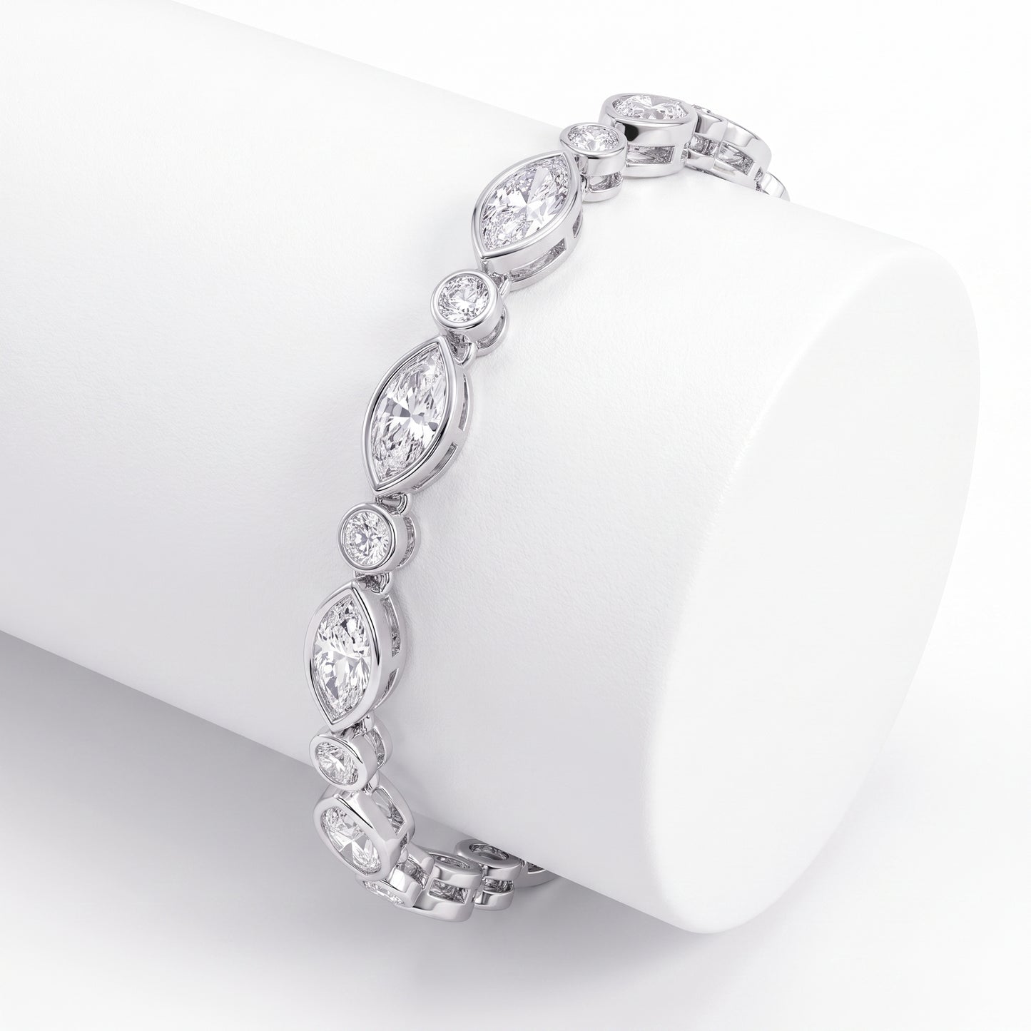 Marquise & Round Diamond Bezel-Set Tennis Bracelet