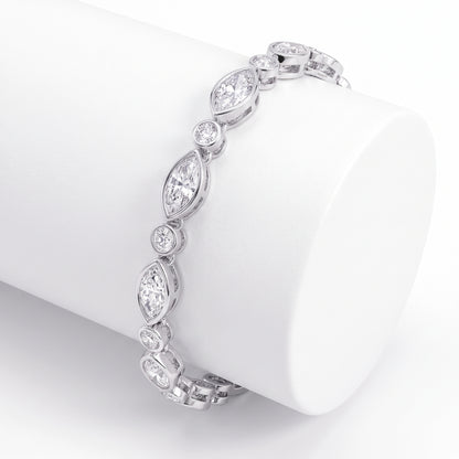 Marquise & Round Diamond Bezel-Set Tennis Bracelet