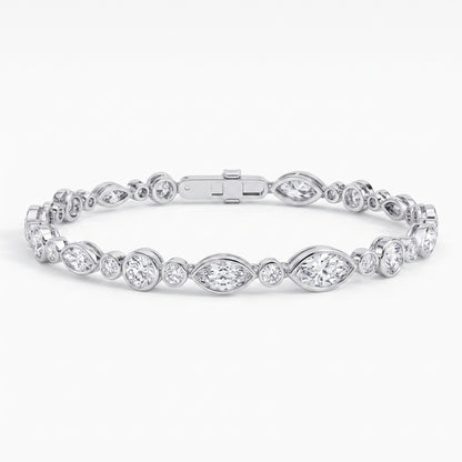 Marquise & Round Diamond Bezel-Set Tennis Bracelet