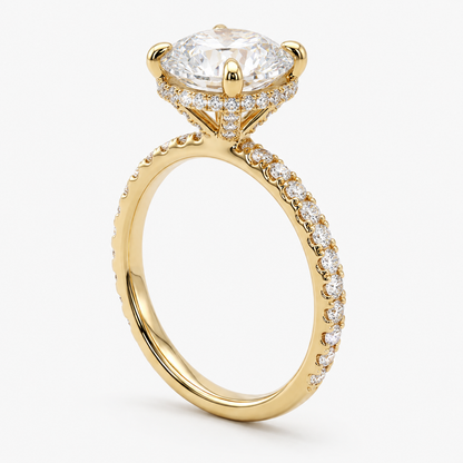 The Nayla Ring - Four-Prong Hidden Halo Engagement Ring